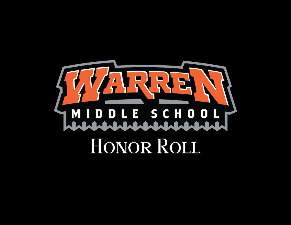 A black and orange logo for warren middle school.