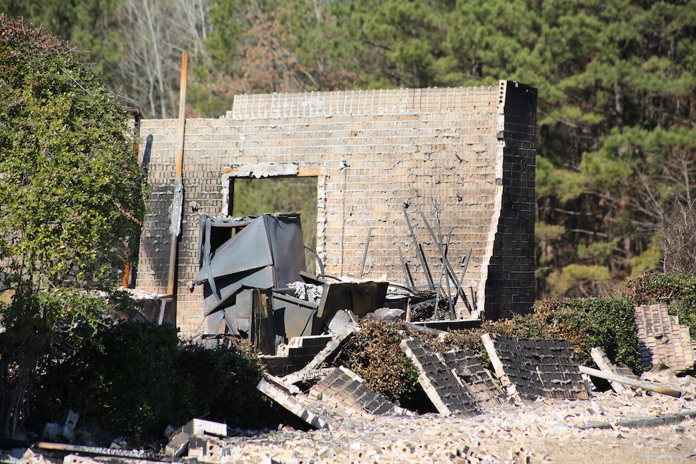 A building that has been demolished and destroyed.