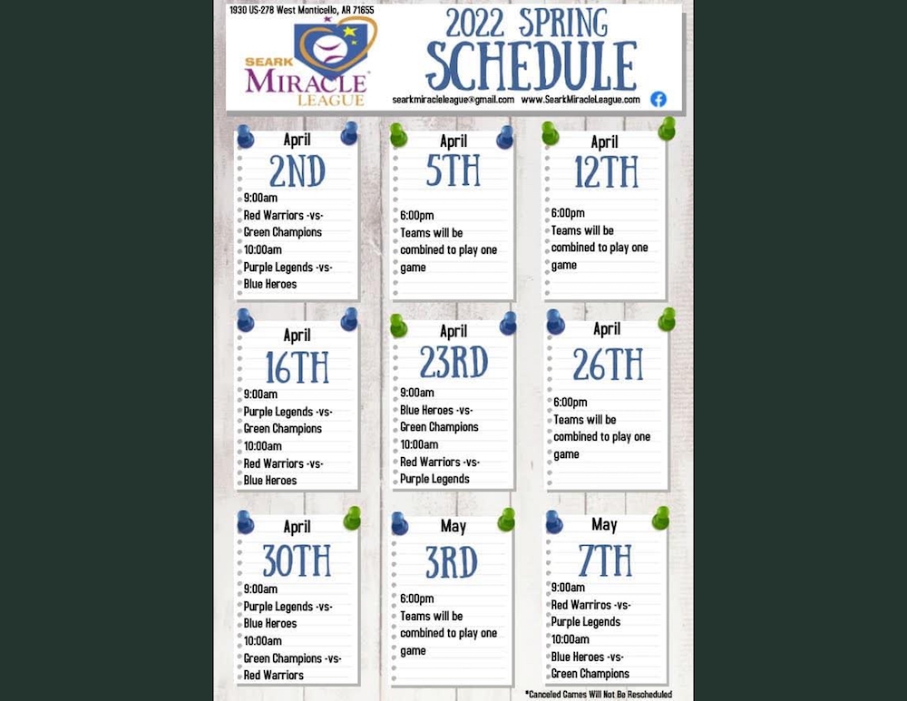 A spring schedule of events for the 2 0 1 7 season.