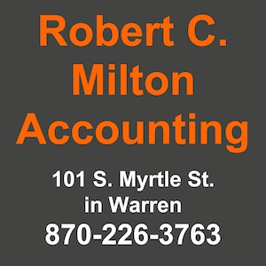 A gray background with an orange logo and the words " robert c. Milton accounting ".