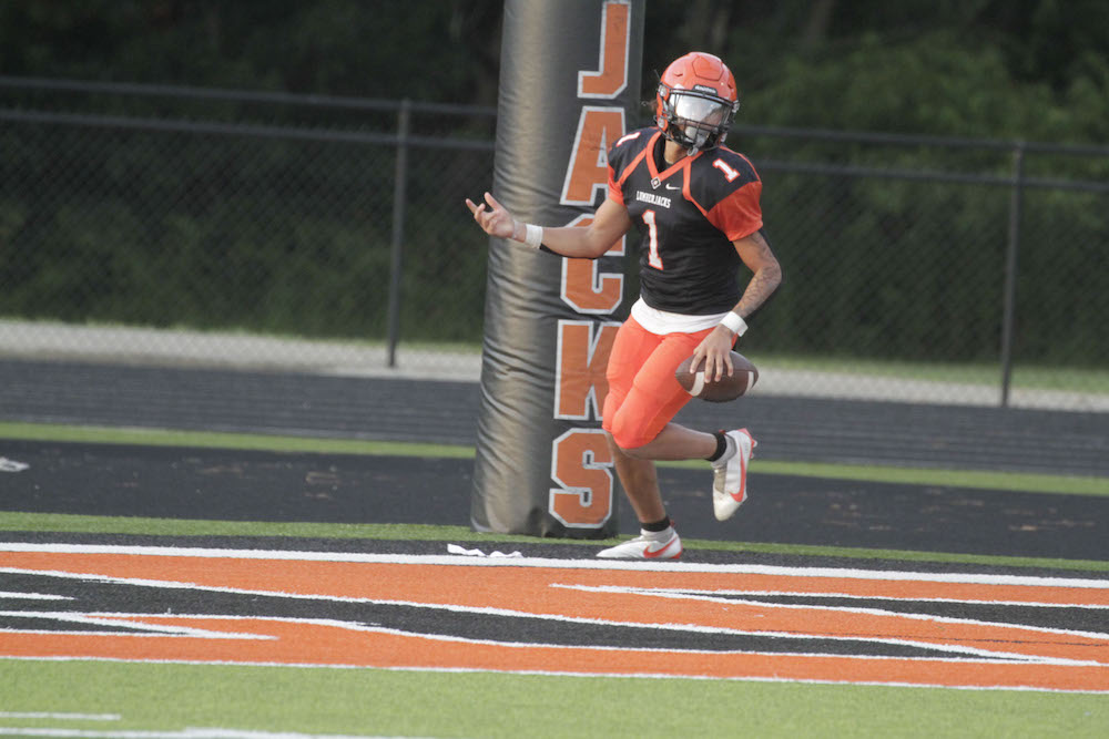 A football player running on the field