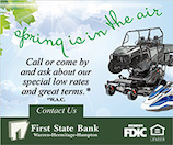 A poster advertising the first state bank.
