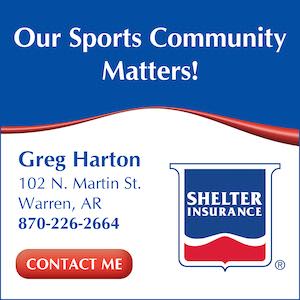 A red and white shelter insurance ad with the words " our sports community matters !"