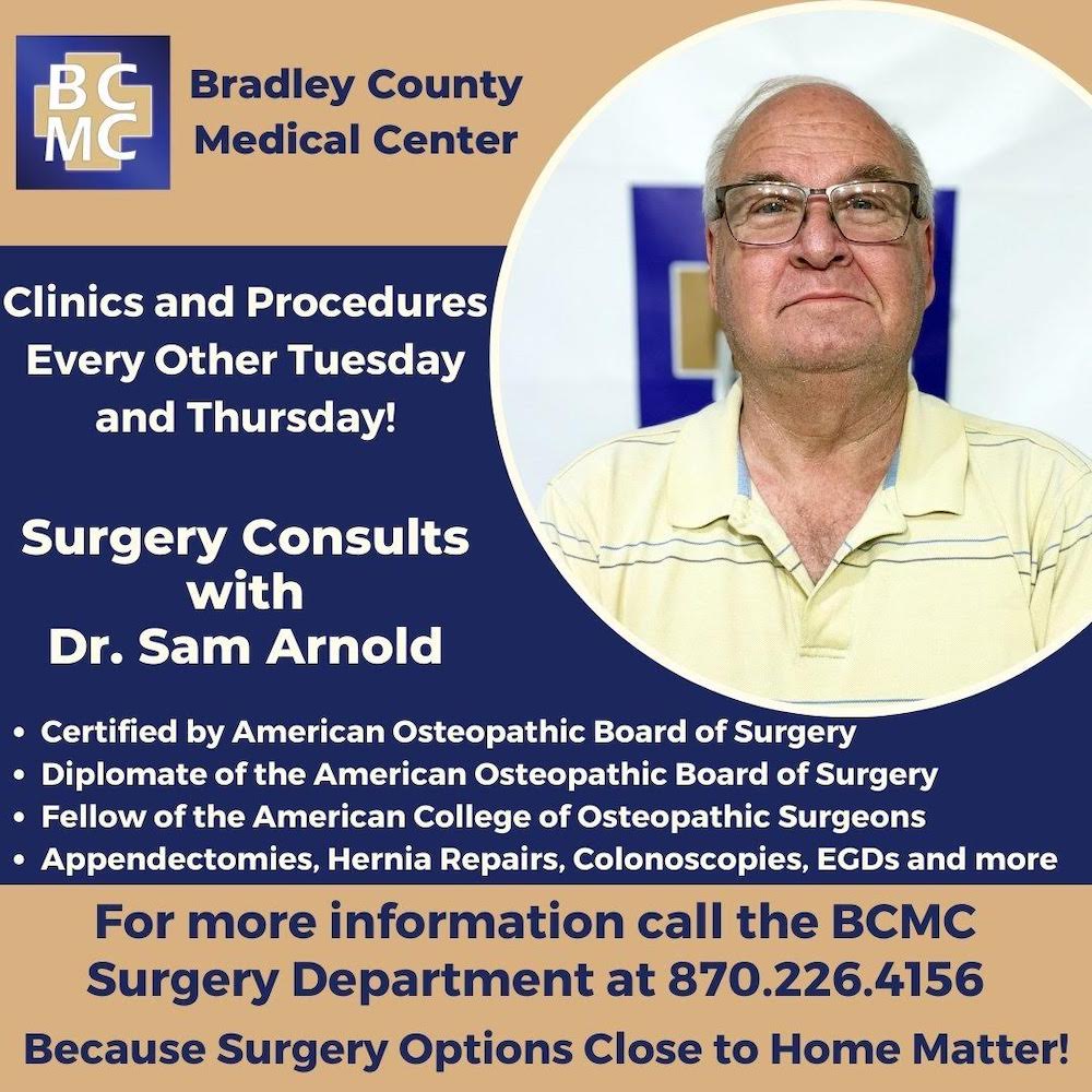 A poster advertising surgery consultations with dr. Arnold