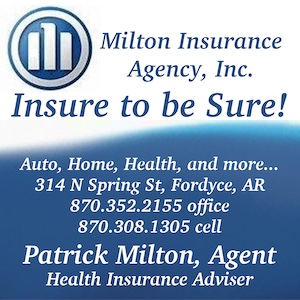 A blue and white advertisement for the milton insurance agency.