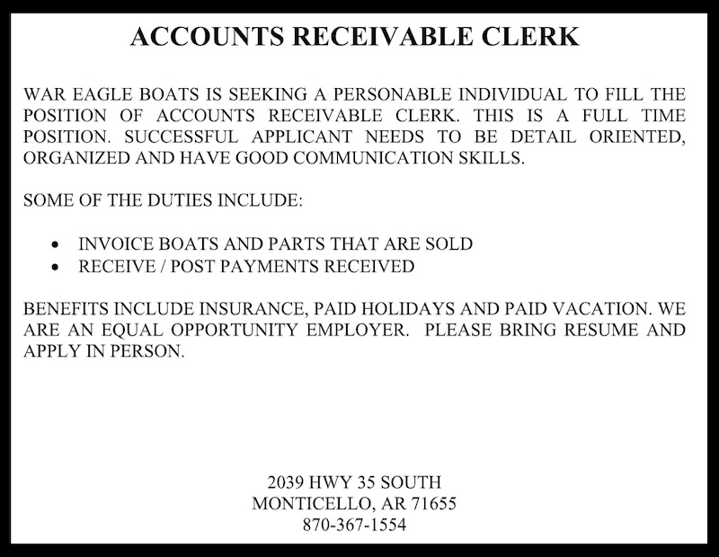 A picture of an email from the accounts receivable clerk.
