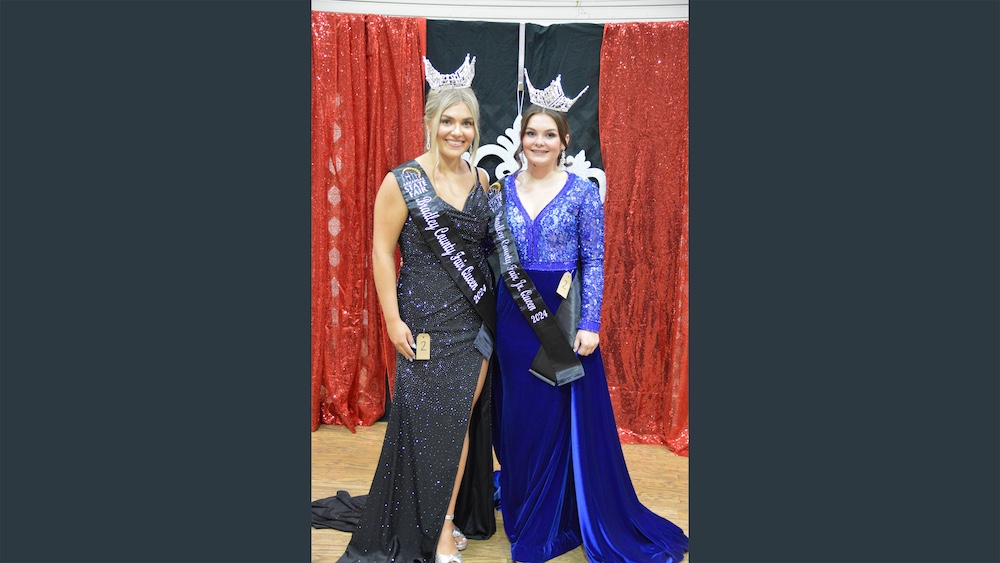 Two women in formal wear posing for a picture.