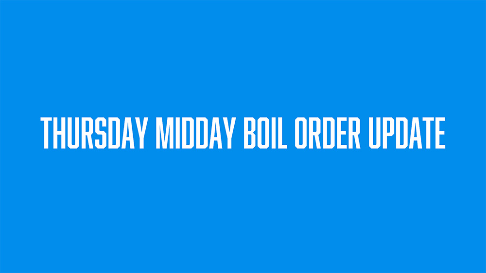 A blue background with the words " midday boil order up ".
