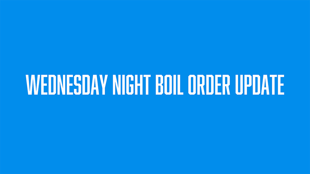 A blue background with the words tuesday night boil order up.