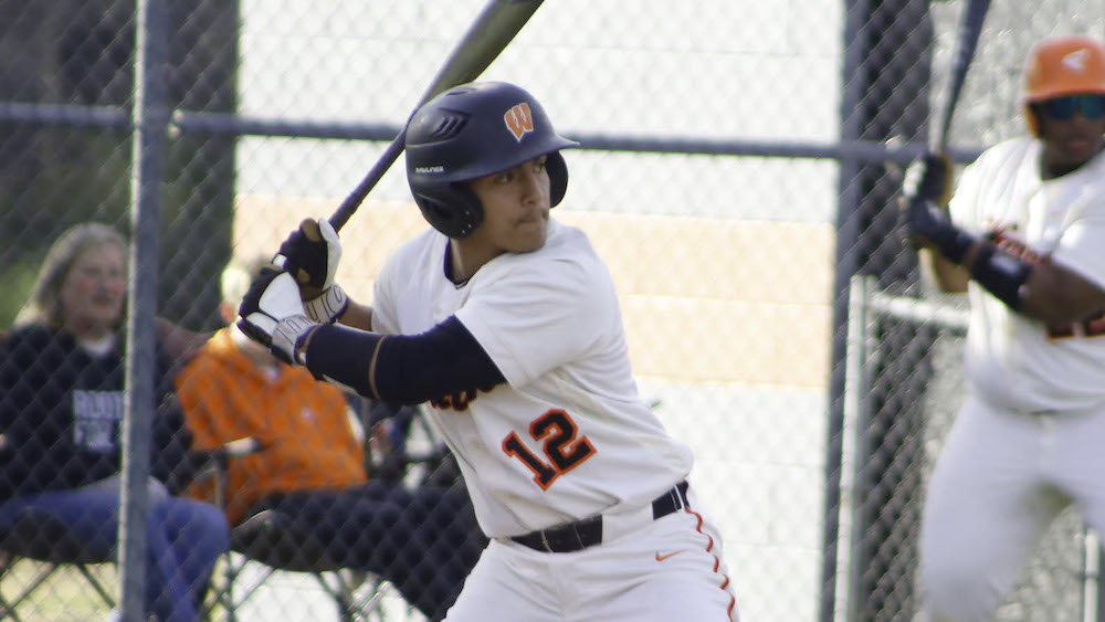 A baseball player holding a bat on top of a field.