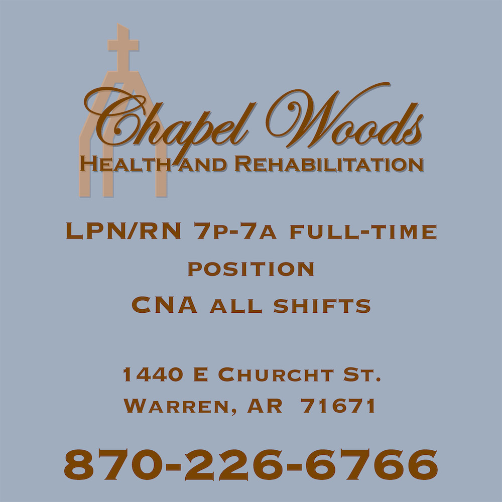 A business card for chapel woods health and rehabilitation.
