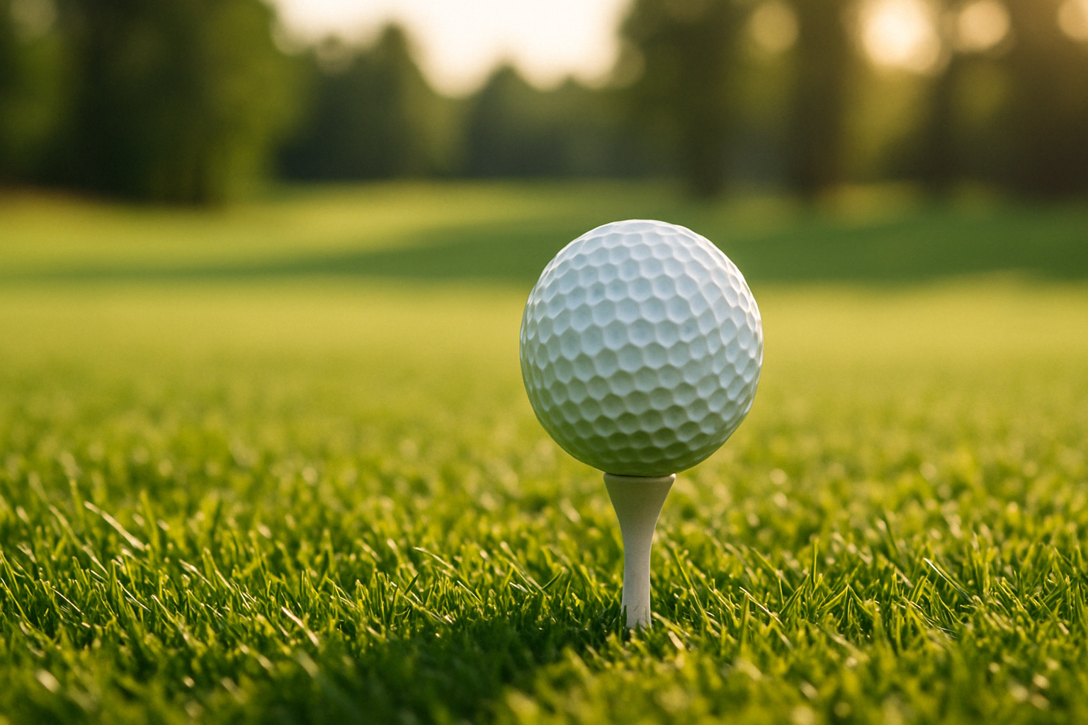 A golf ball on top of a tee in the grass.