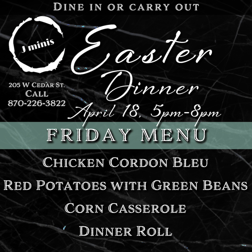 A black and white image of an easter dinner menu.