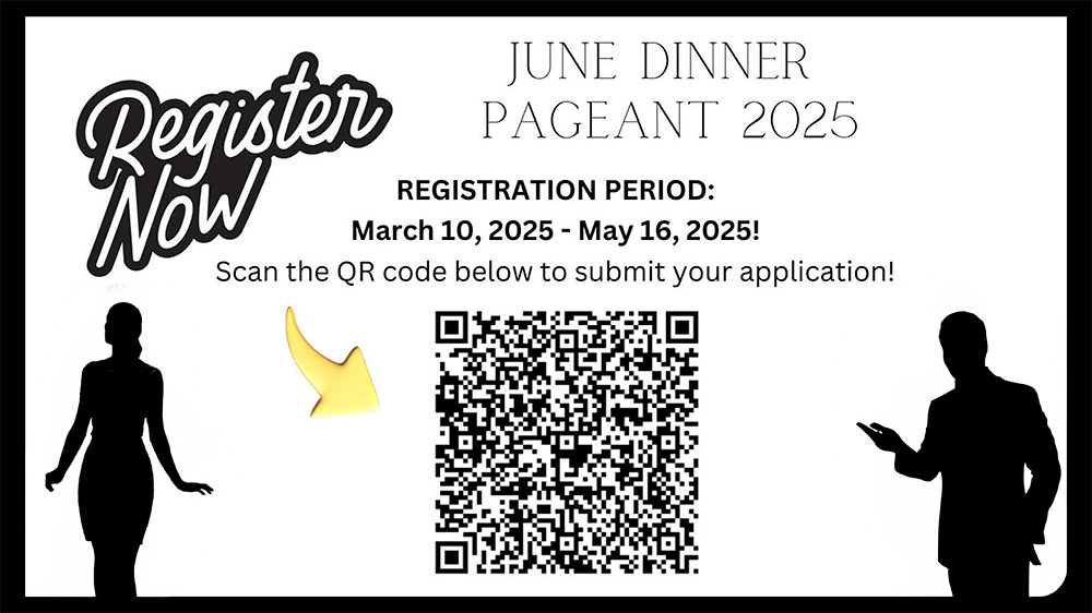 A registration card for the june dinner pageant.