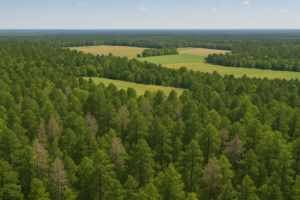A view of a forest from above.