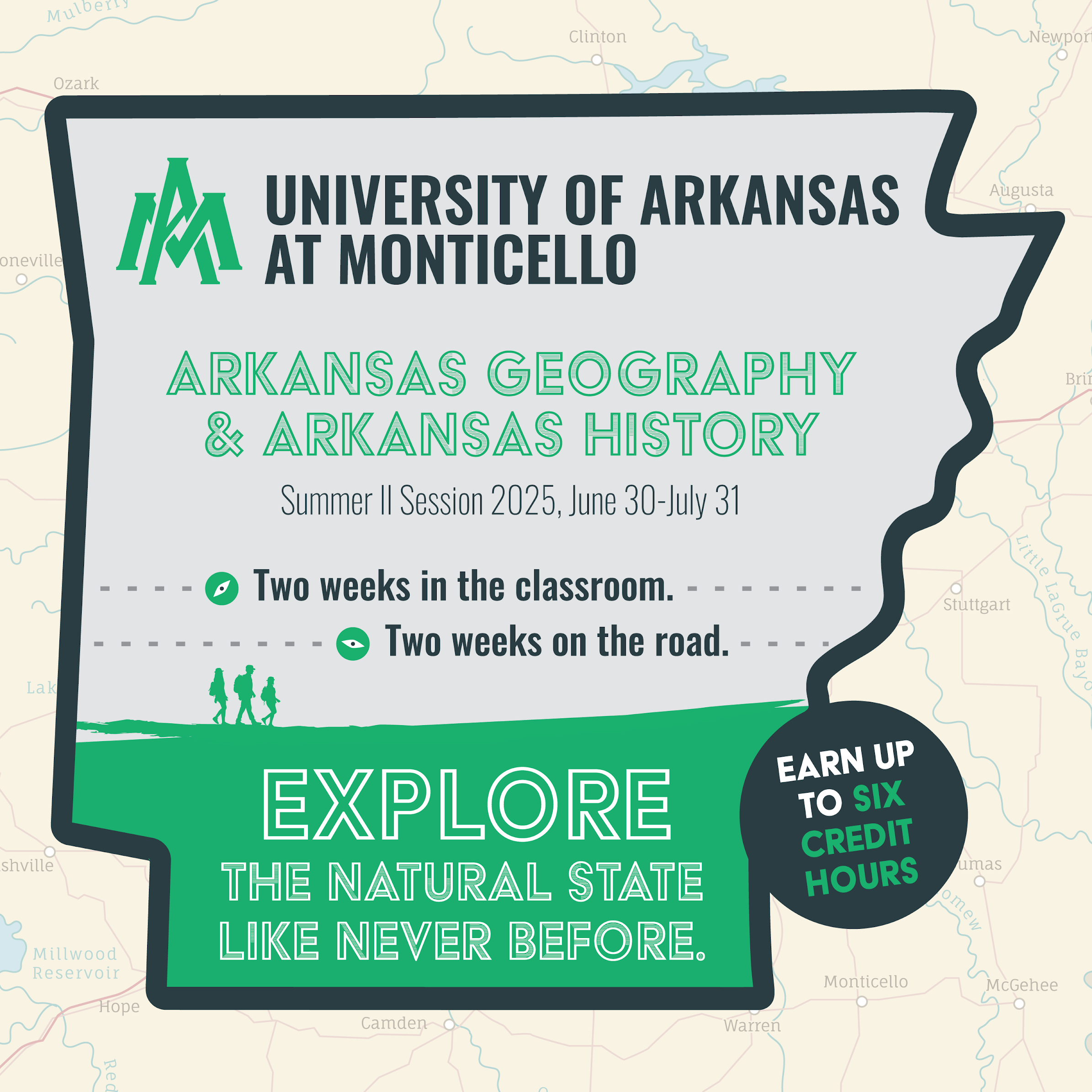 A green map of arkansas with the words " earn up to cash credit " on it.
