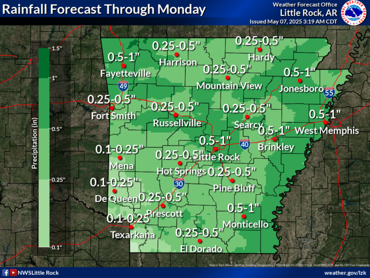 A map of the weather forecast for monday, may 2 7.
