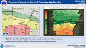 A screen shot of the map shows rainfall totals for each area.